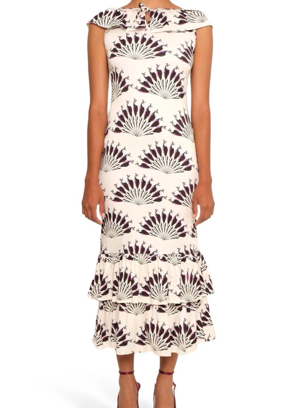 The Lulo Project Stillness Bird Patterned Maxi Dress